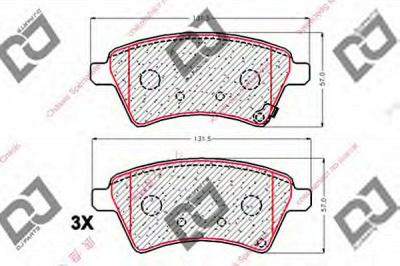 DJ PARTS bp1860 -  Комплект тормозных колодок, дисковый тормоз